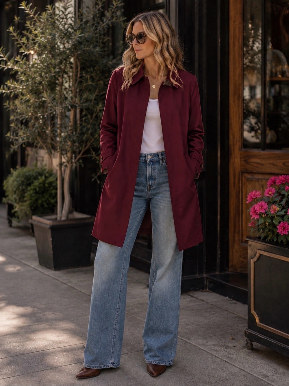 Talbots Wine Red Women's Trench Coat